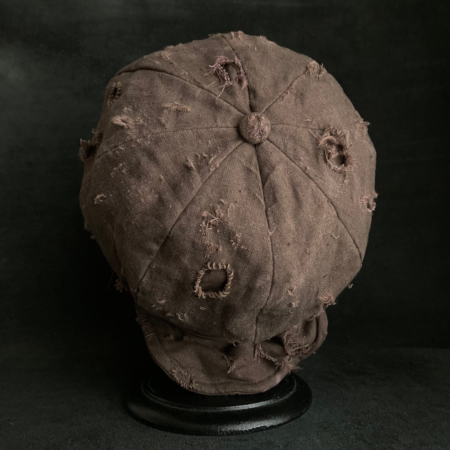 Brown linen damage martial casquette