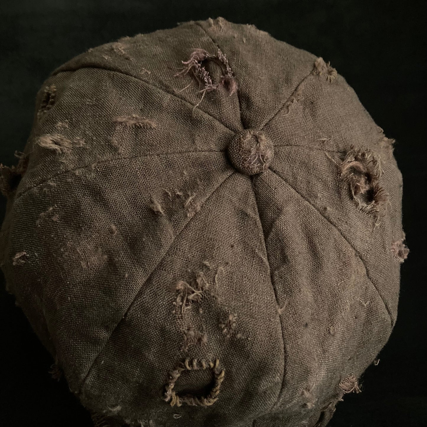 Brown linen damage martial casquette