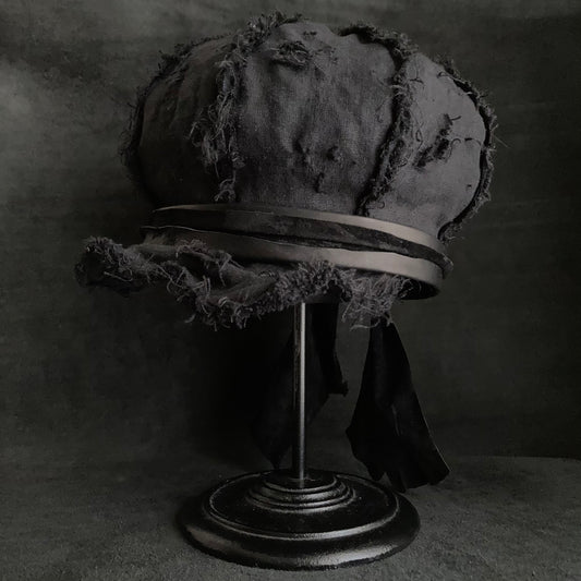 Black back linen damage martial casquette