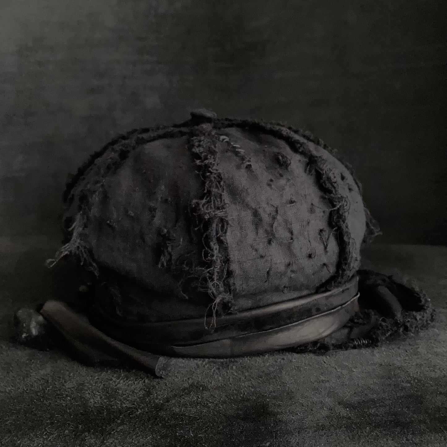 Black back linen damage martial casquette