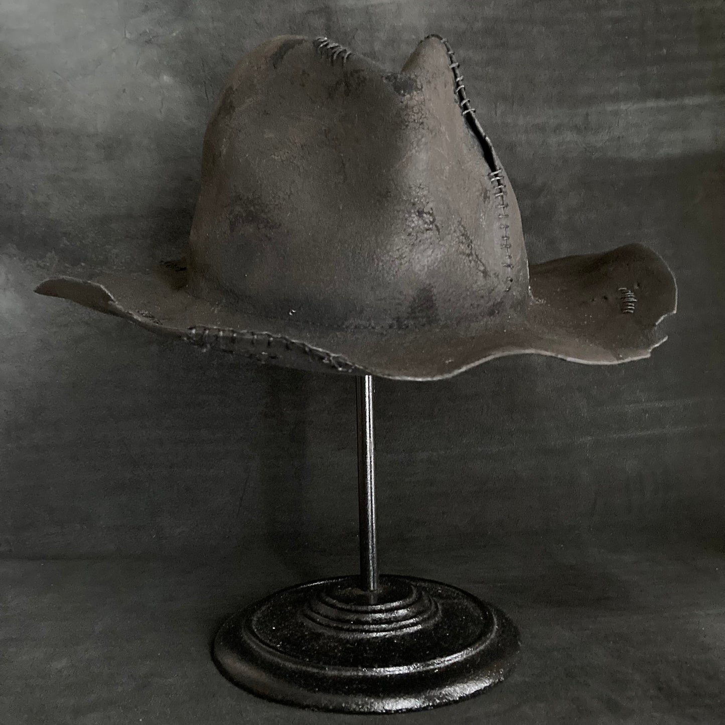 Charcoal wax stitch fedora hat