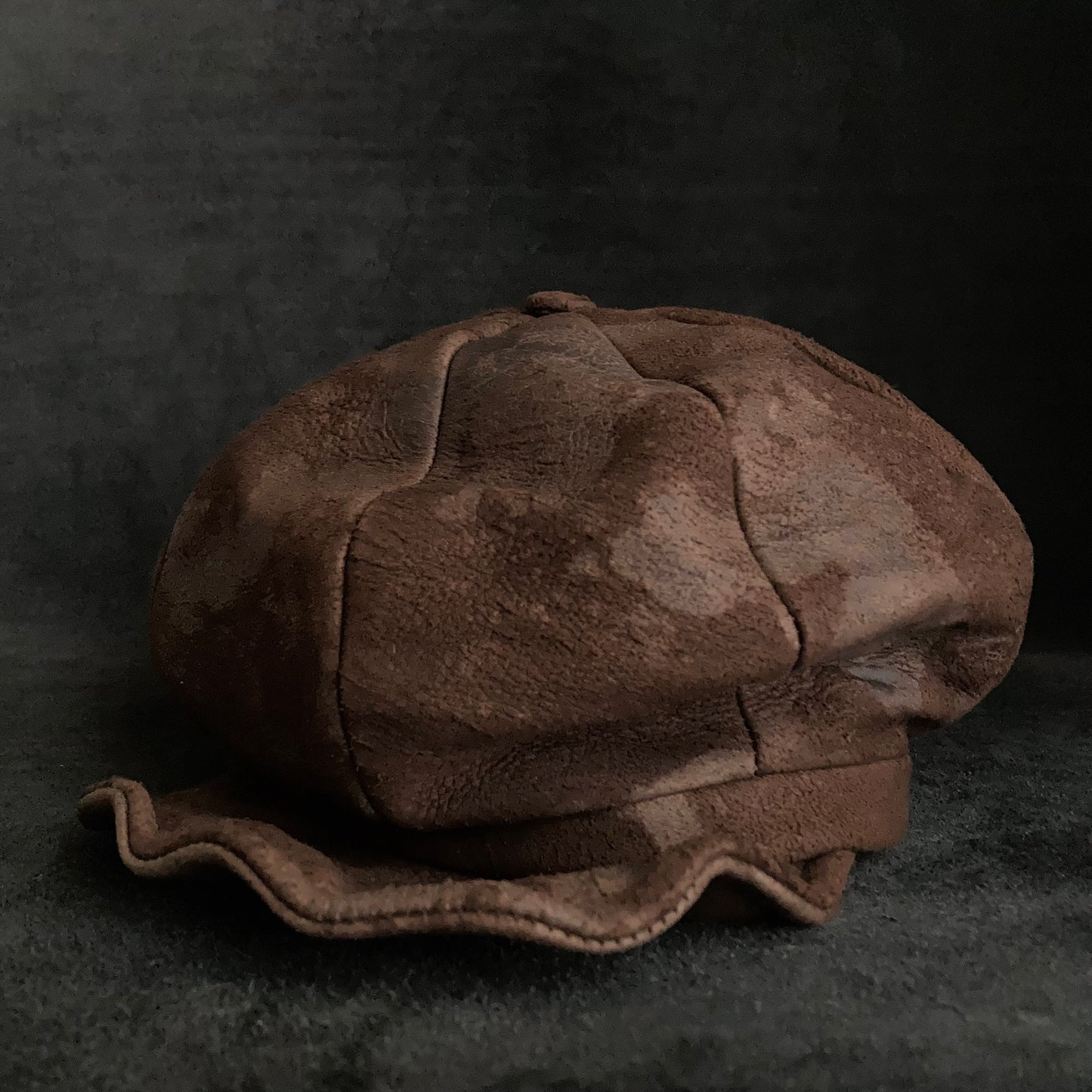 Puddle brown leather casquette