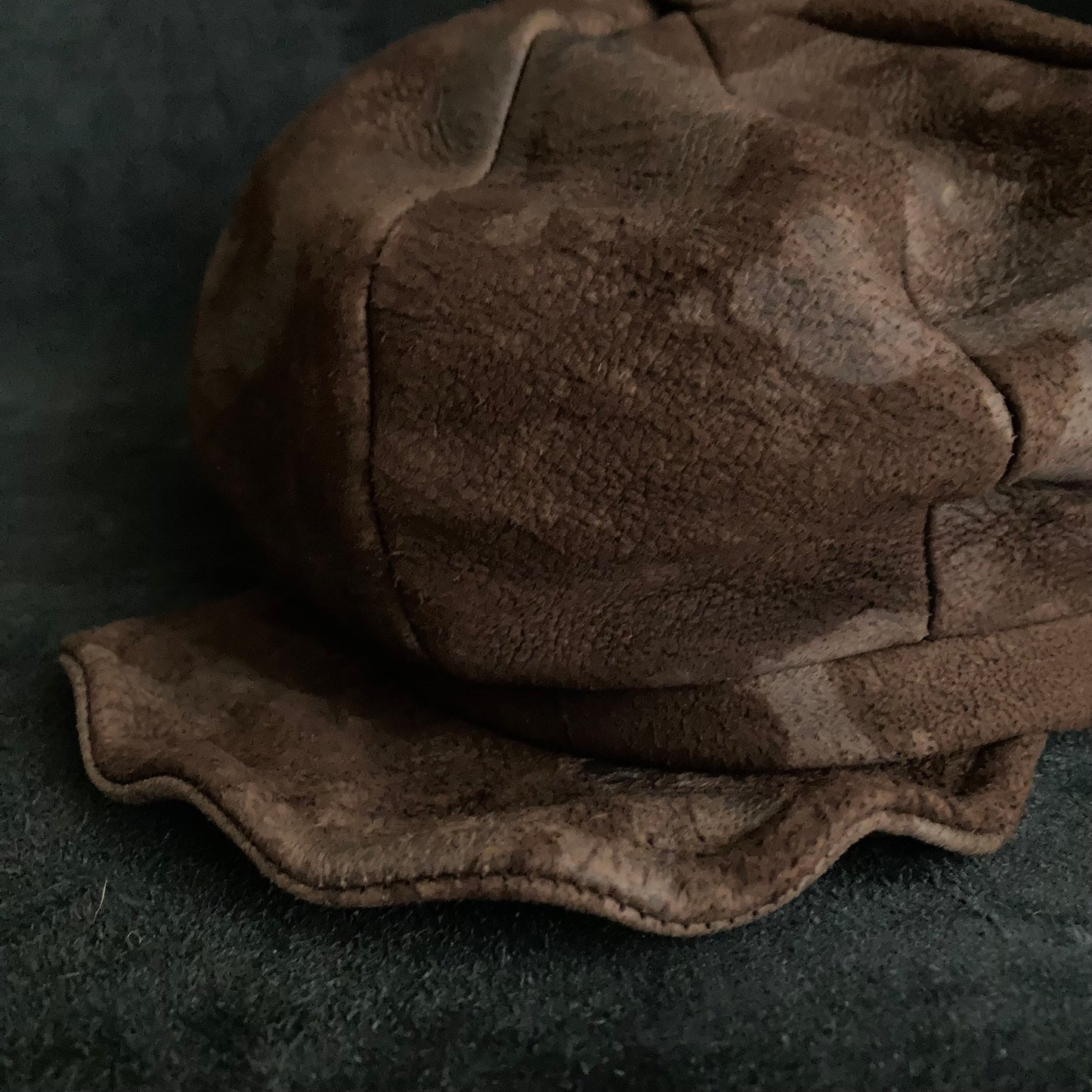 Puddle brown leather casquette
