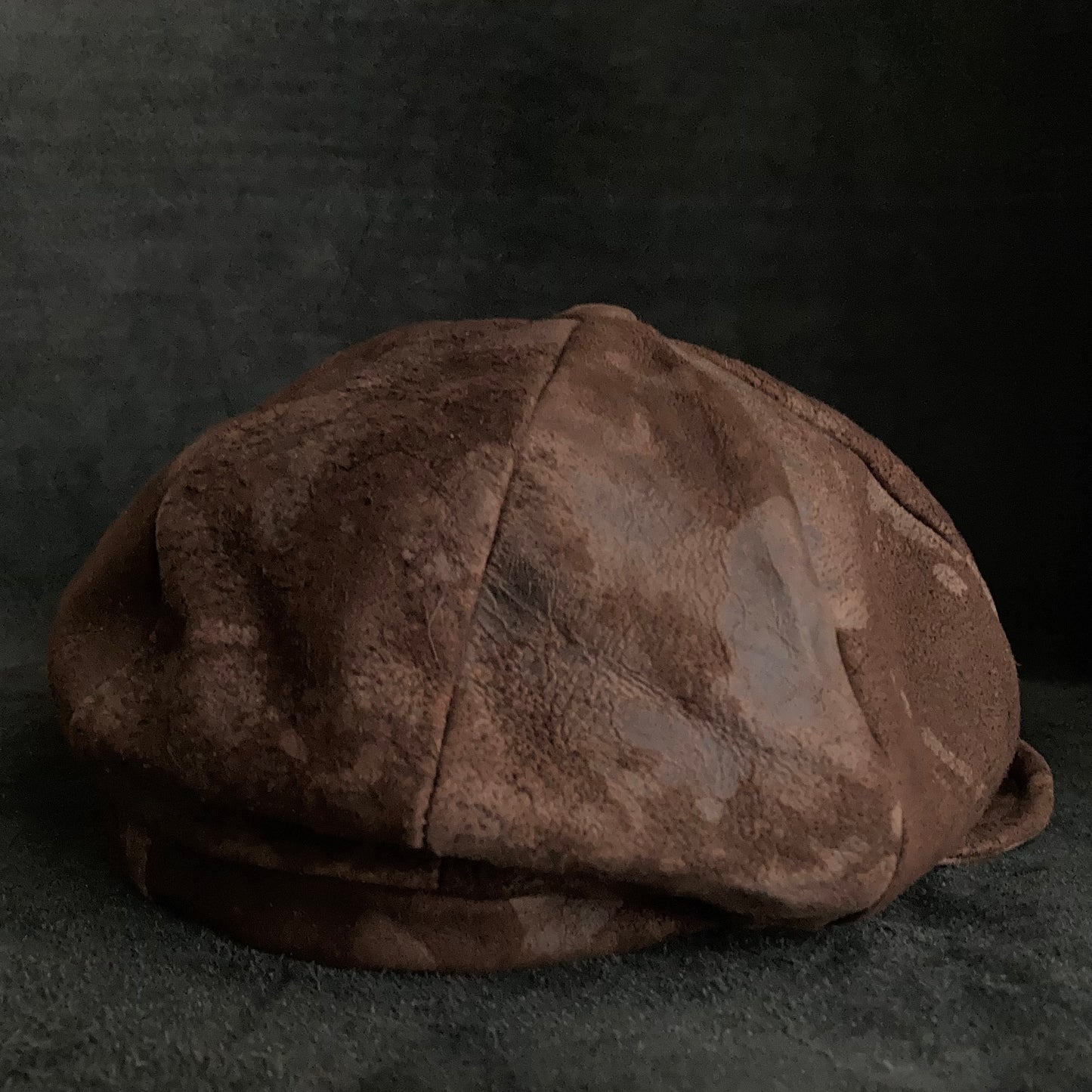 Puddle brown leather casquette