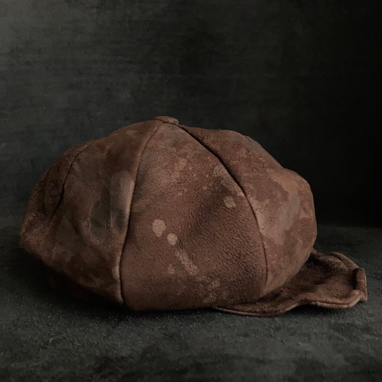 Puddle brown leather casquette