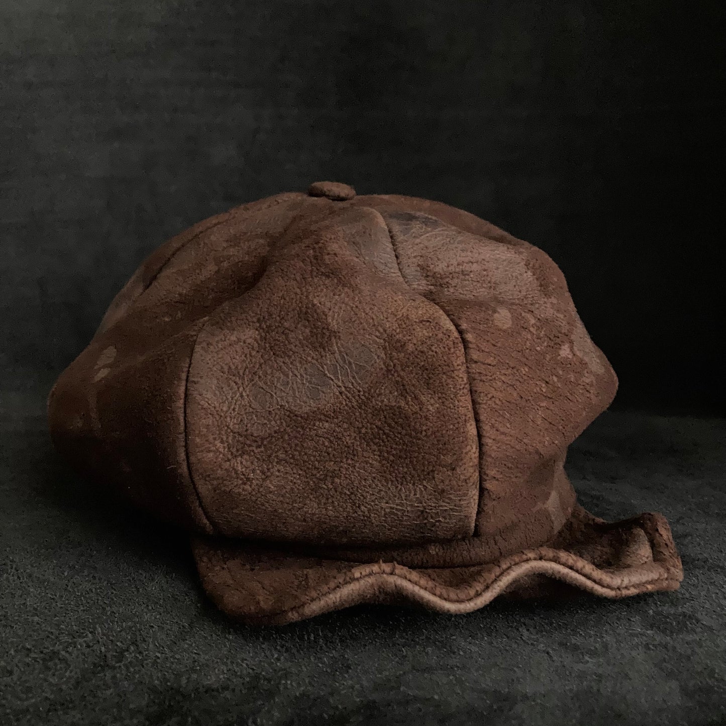 Puddle brown leather casquette