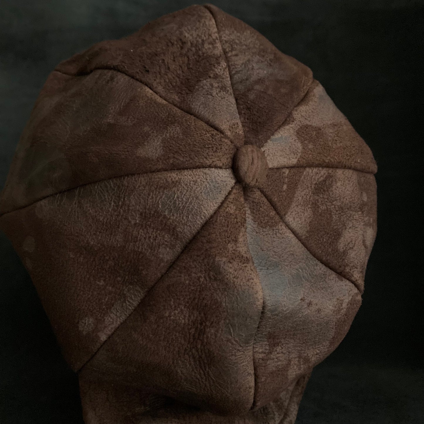 Puddle brown leather casquette