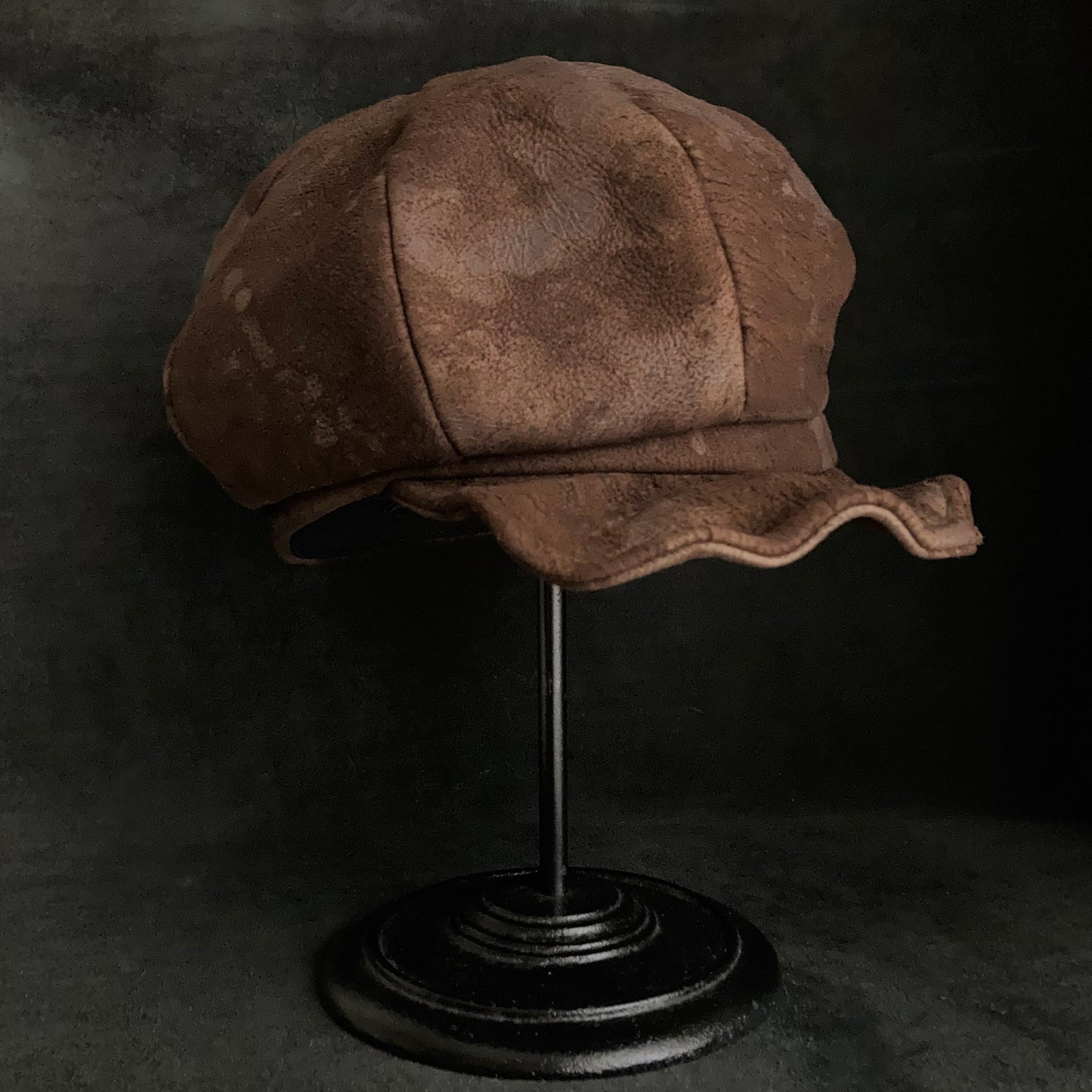 Puddle brown leather casquette