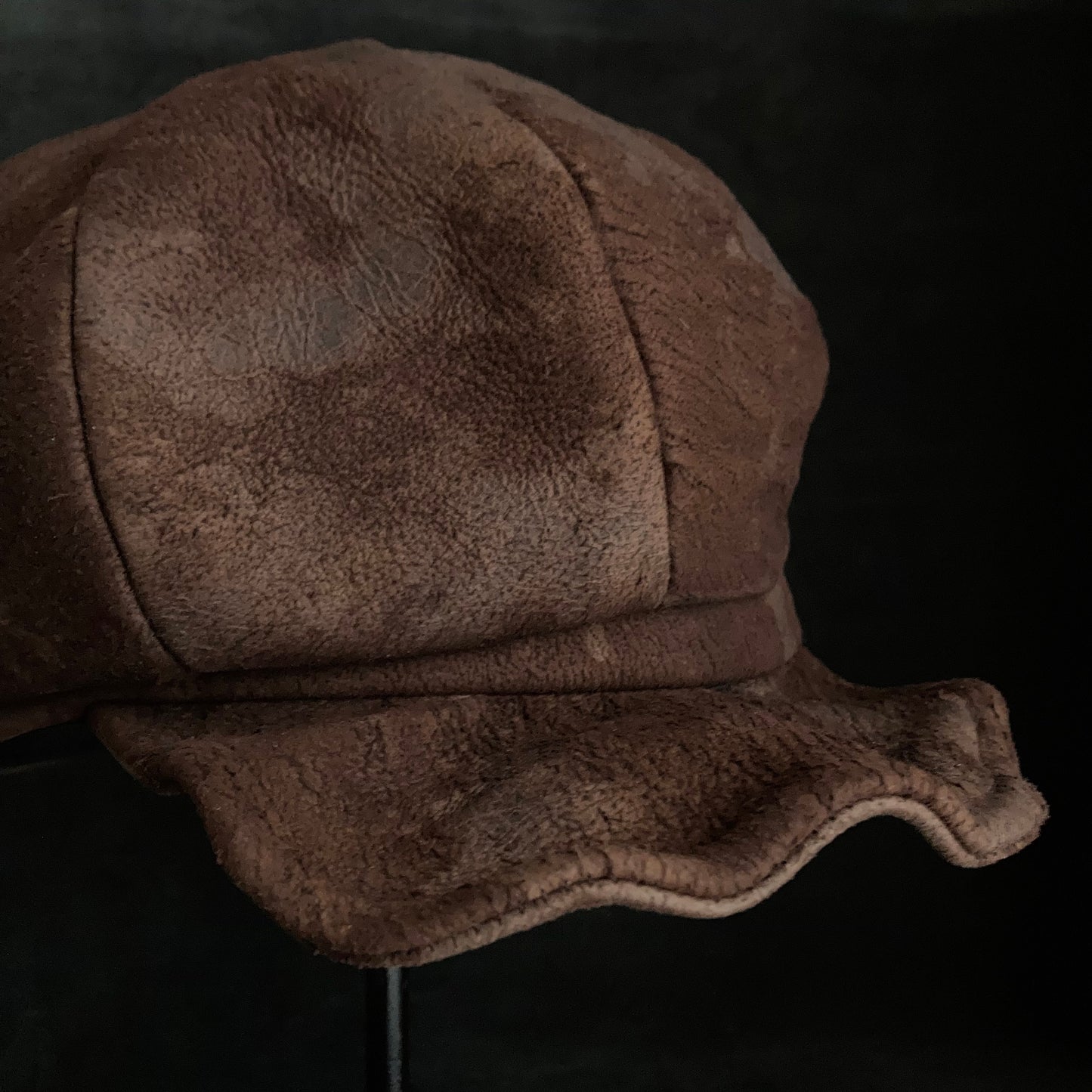 Puddle brown leather casquette