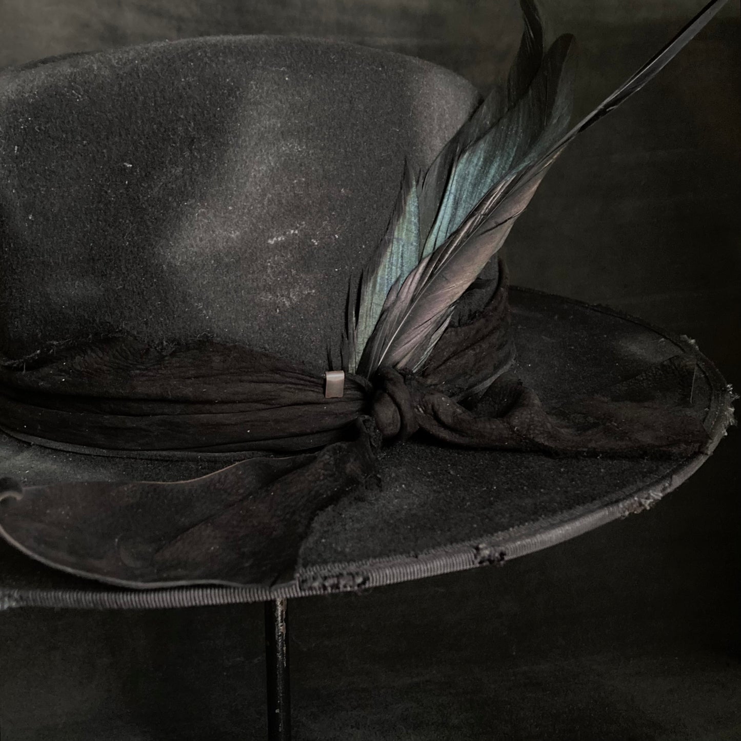 Black wool mess fedora hat (western weight)