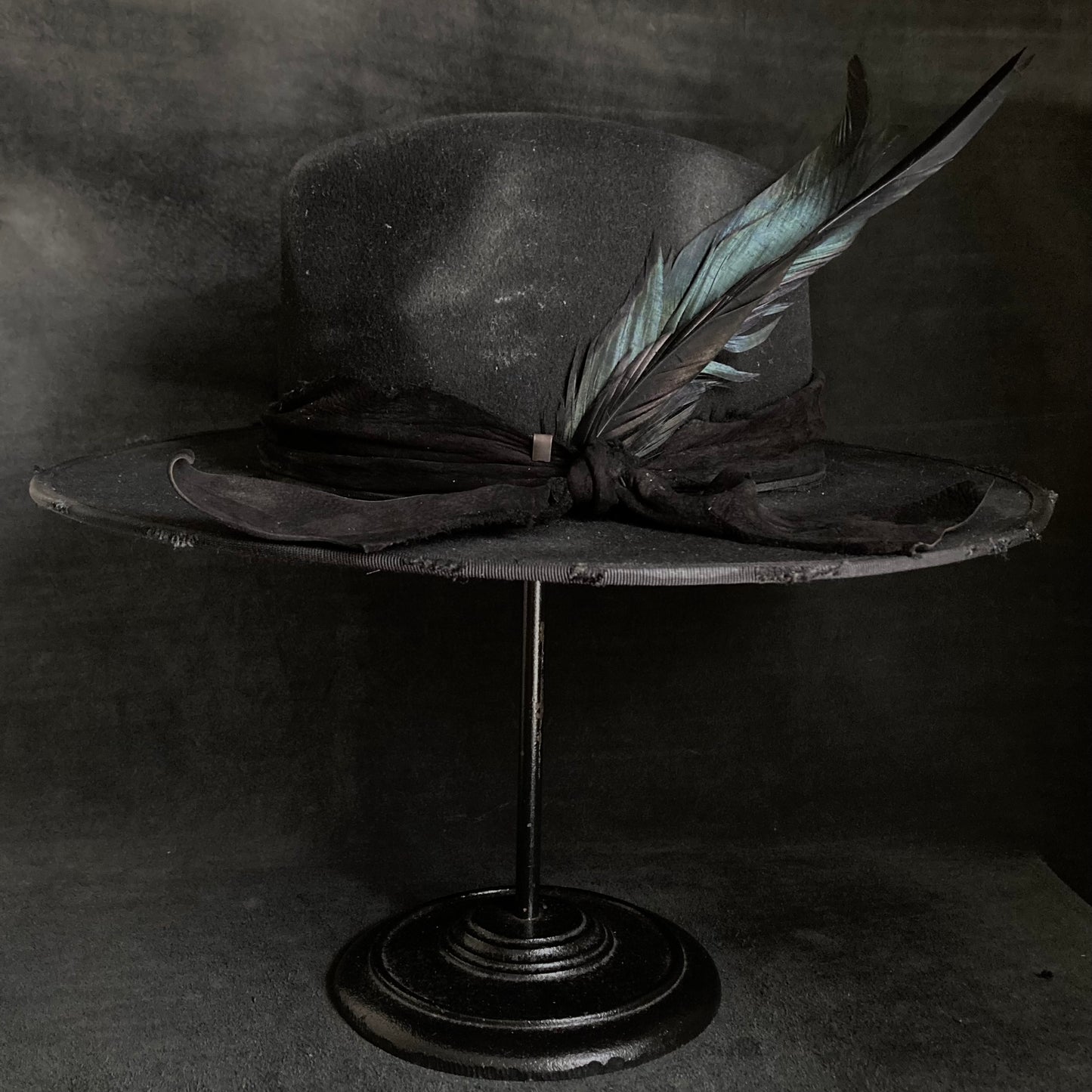 Black wool mess fedora hat (western weight)