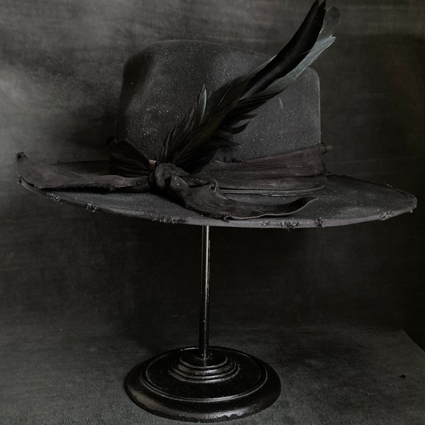 Black wool mess fedora hat (western weight)