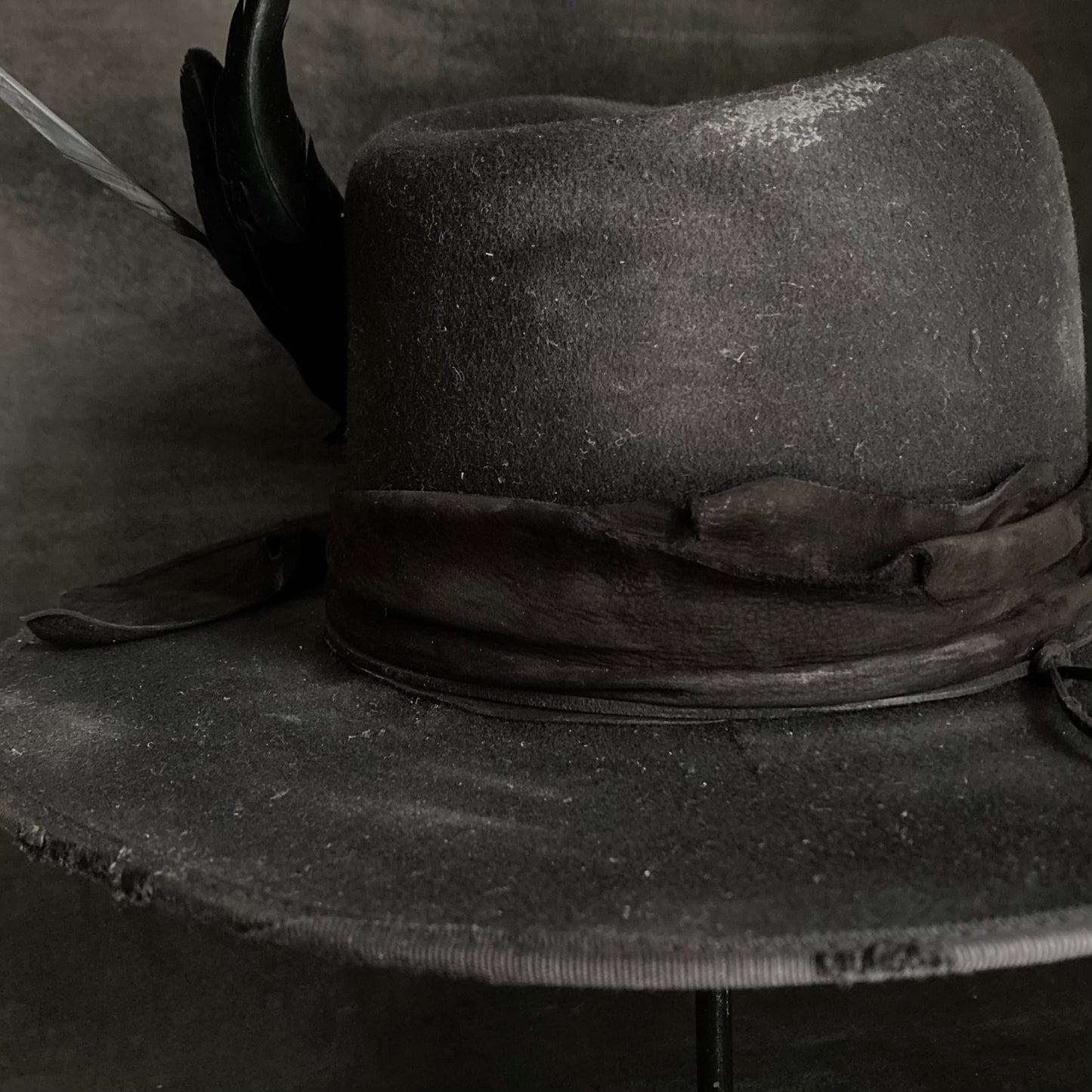 Black wool mess fedora hat (western weight)