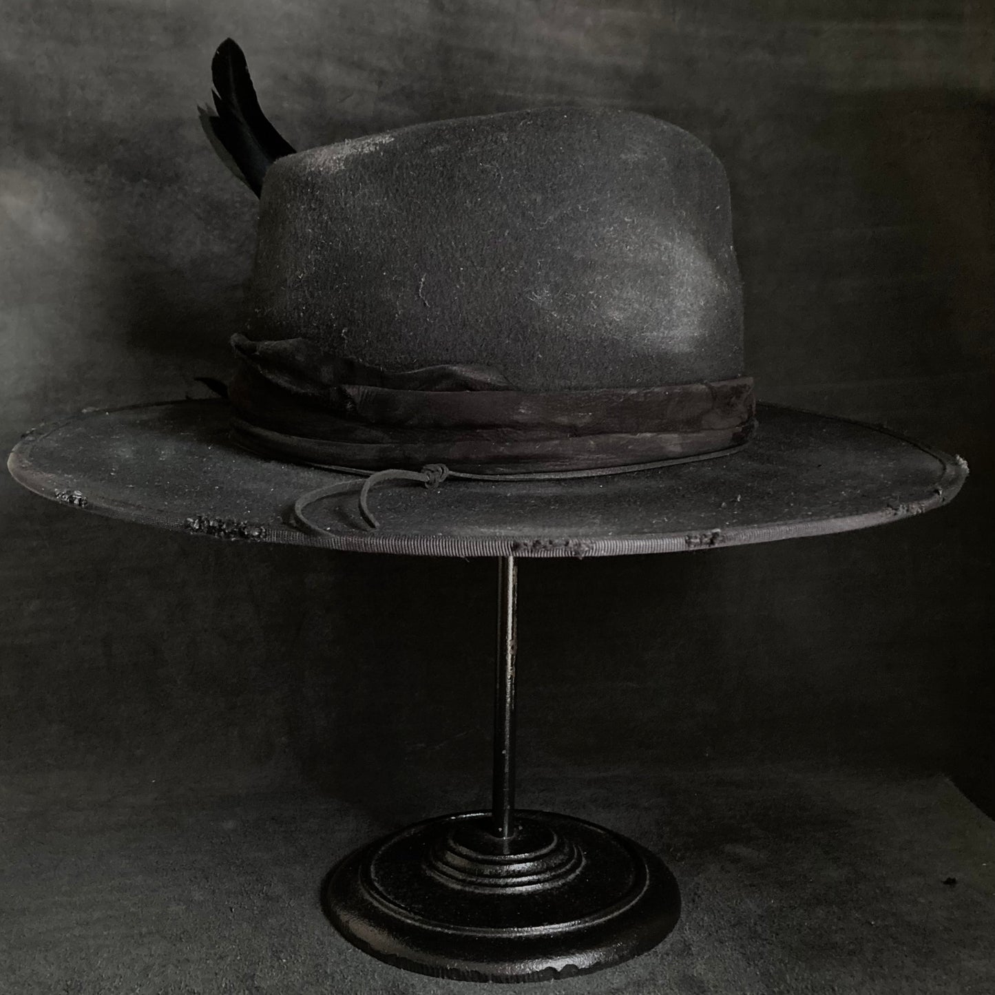 Black wool mess fedora hat (western weight)