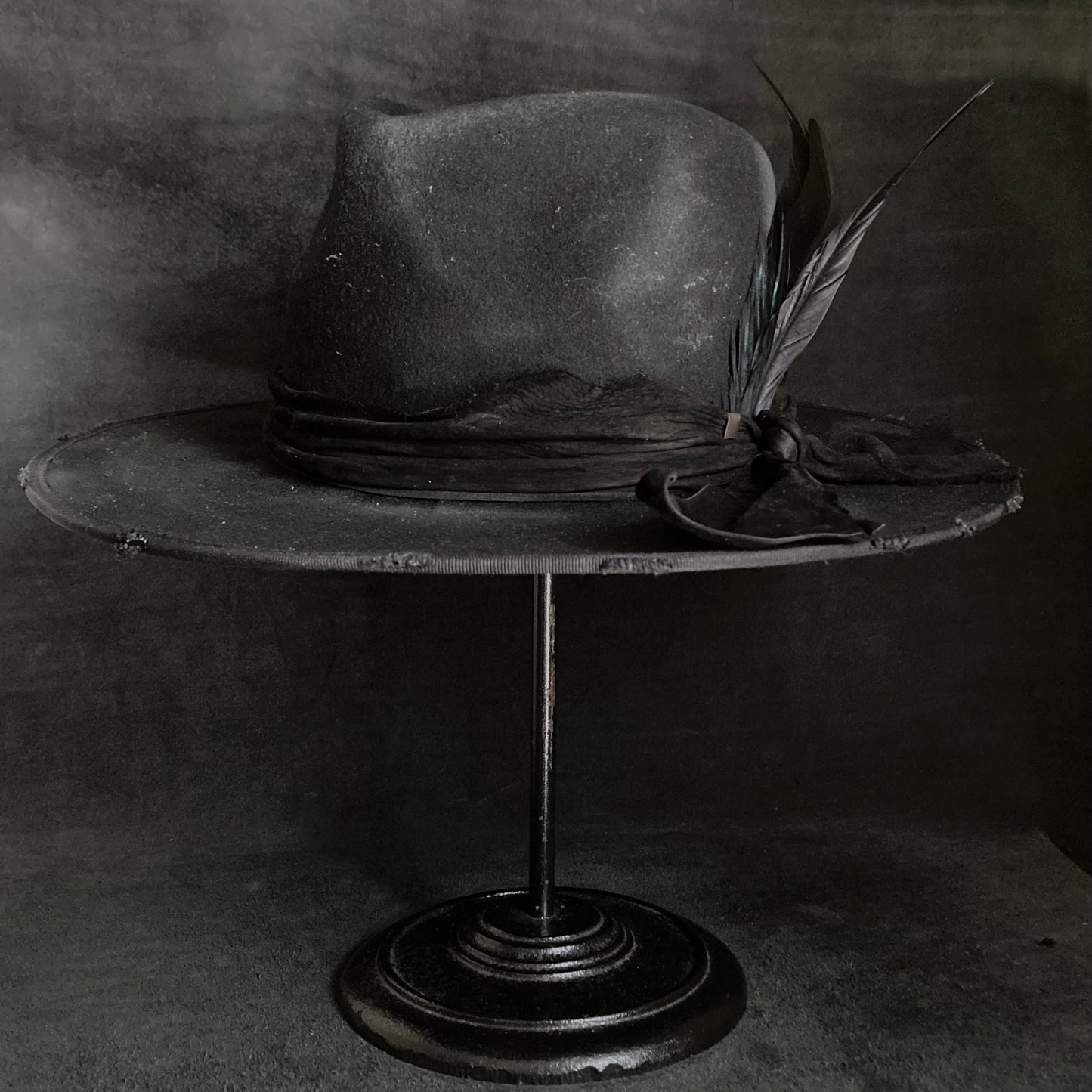 Black wool mess fedora hat (western weight)