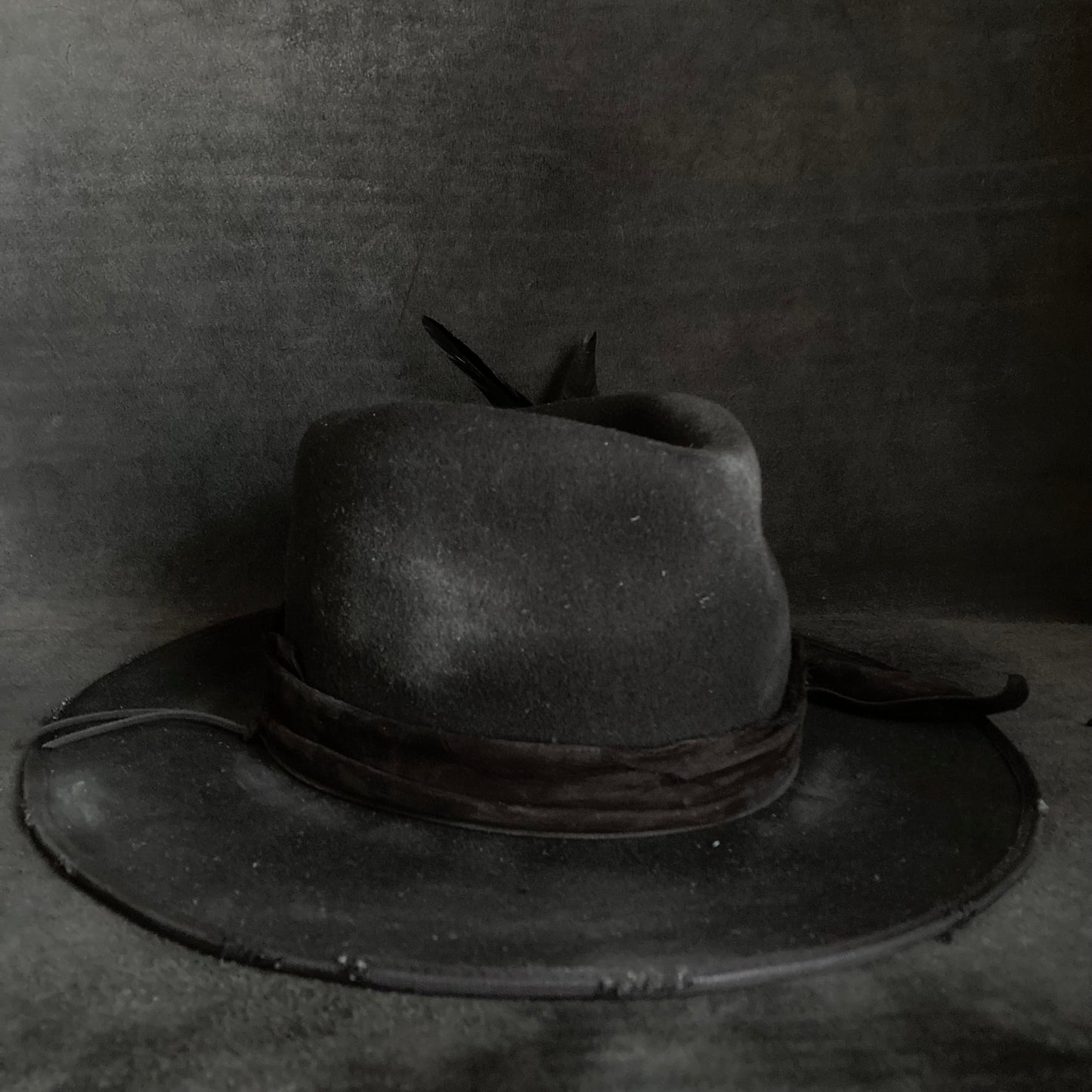 Black wool mess fedora hat (western weight)