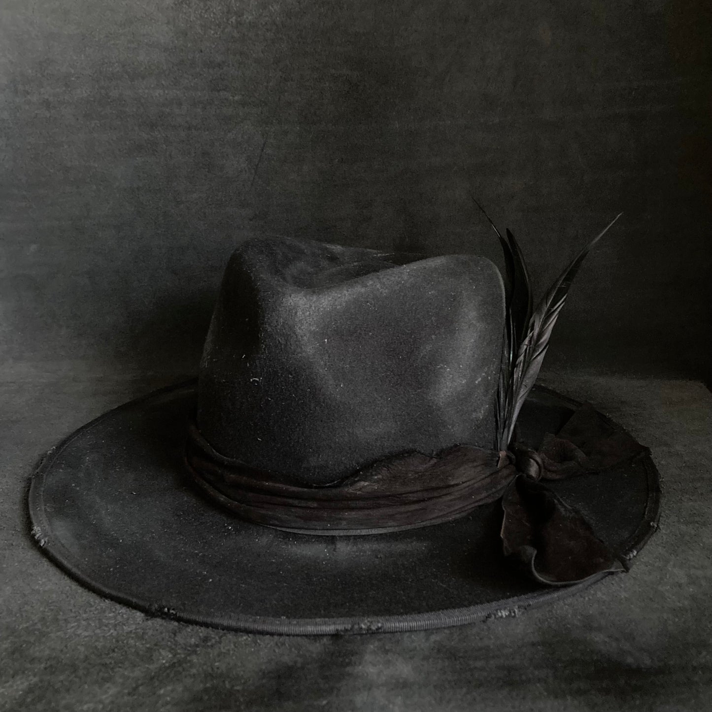 Black wool mess fedora hat (western weight)