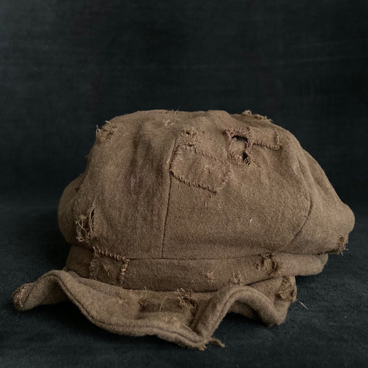Dark mustard patchwork linen casquette