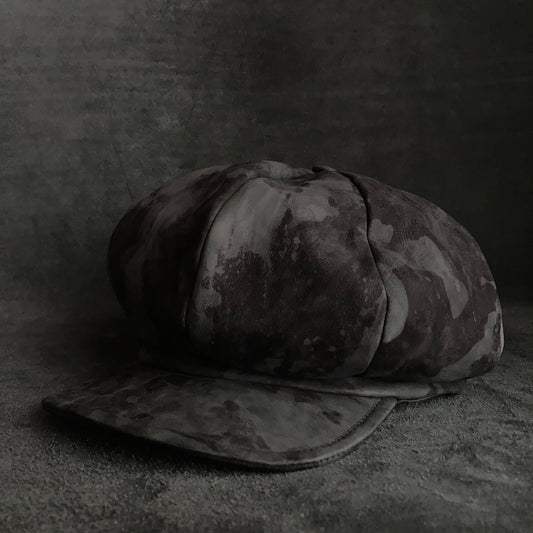 Black  bleached smooth leather casquette