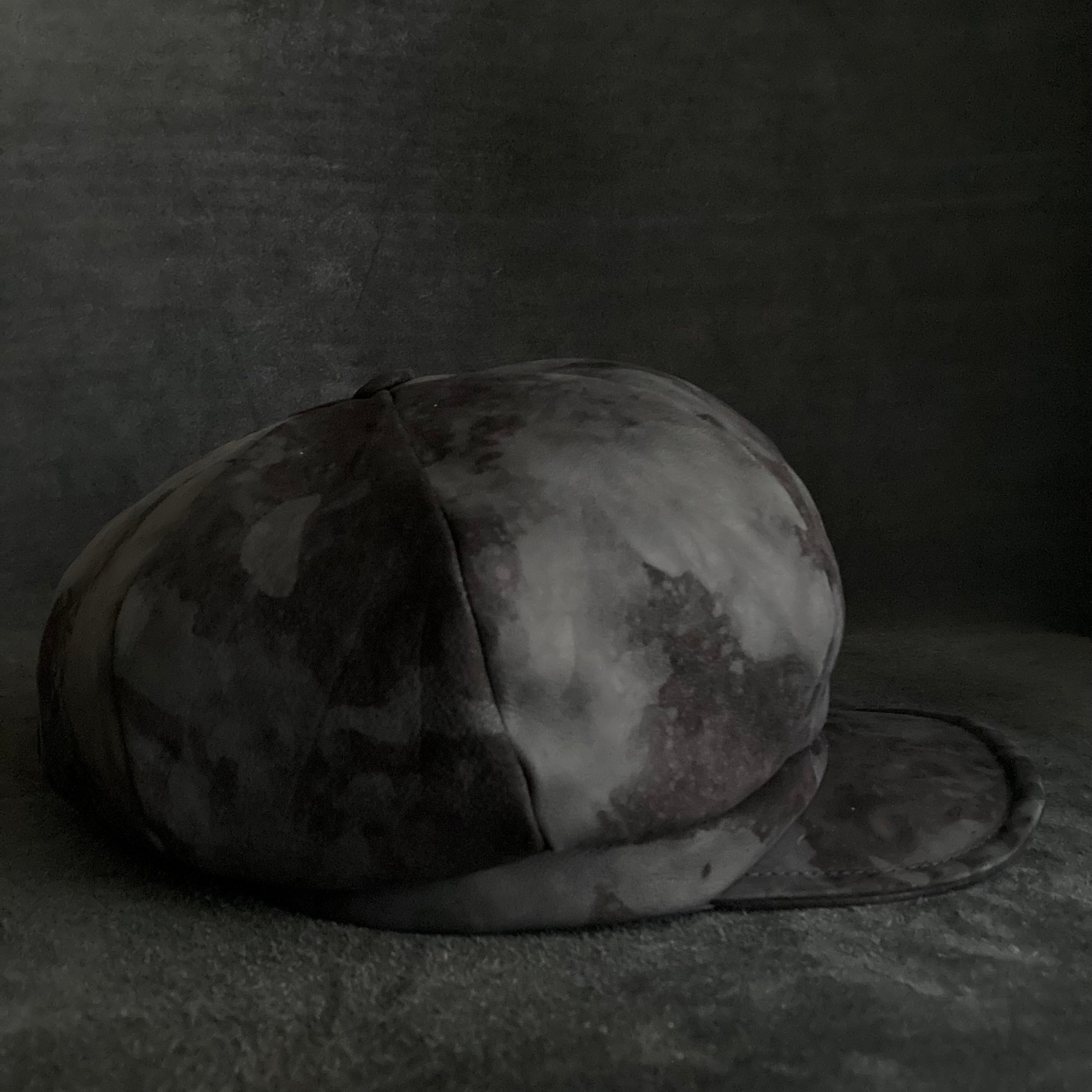 Black bleached smooth leather casquette – triangles hat
