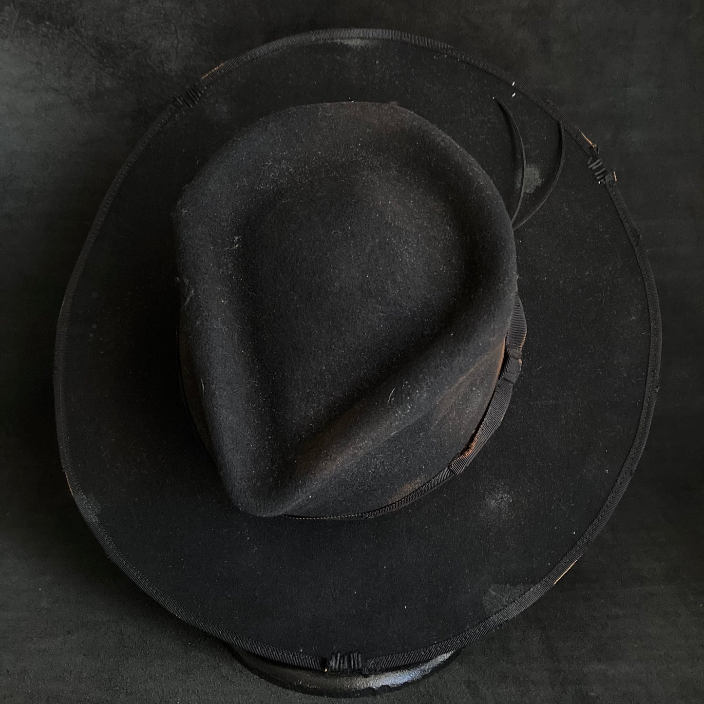 Plain black burnt  fedora hat