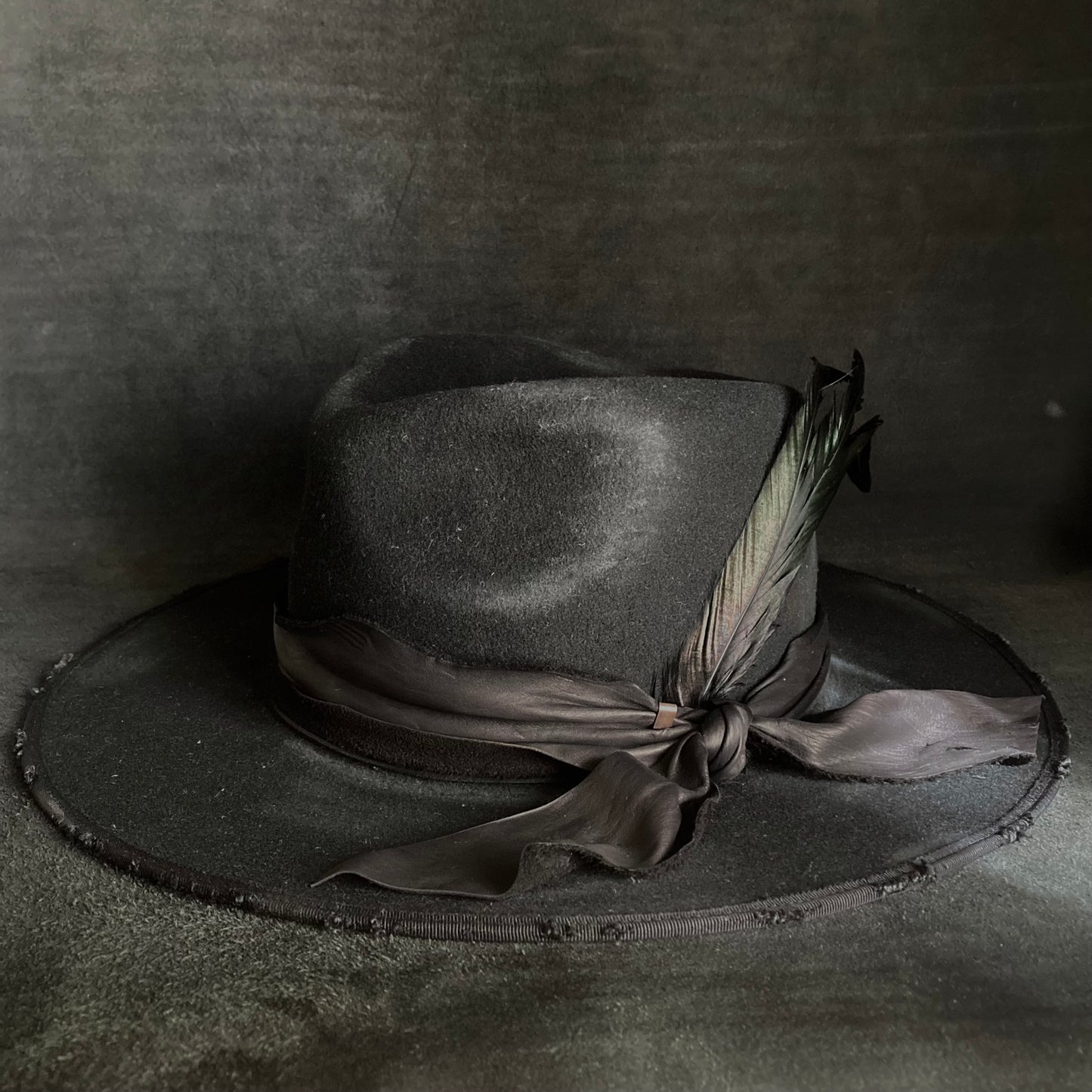 Black wool mess fedora hat (western weight)