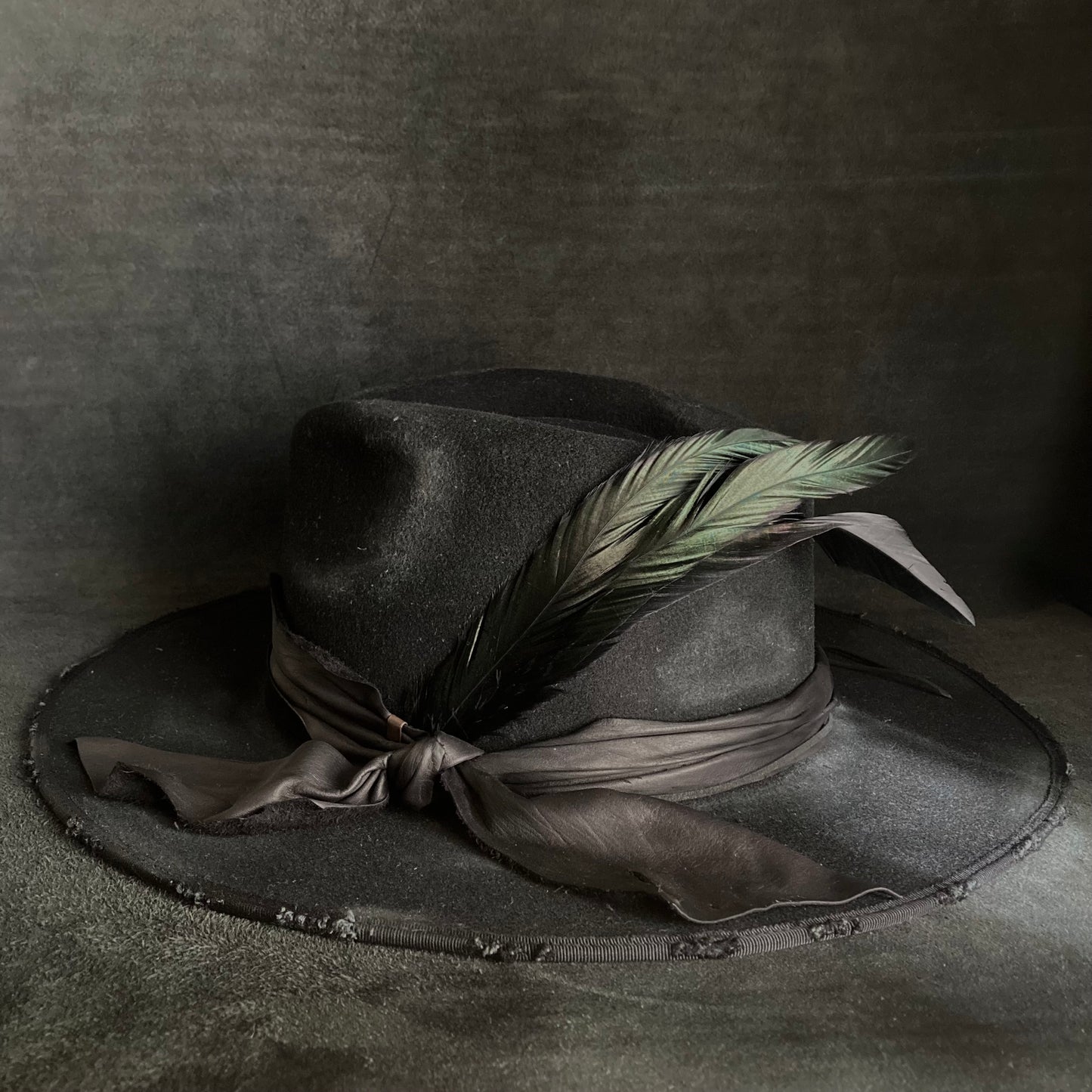 Black wool mess fedora hat (western weight)