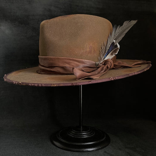 Dark khaki wool mess fedora hat (western weight)