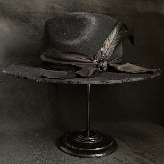 Black wool mess fedora hat (western weight)