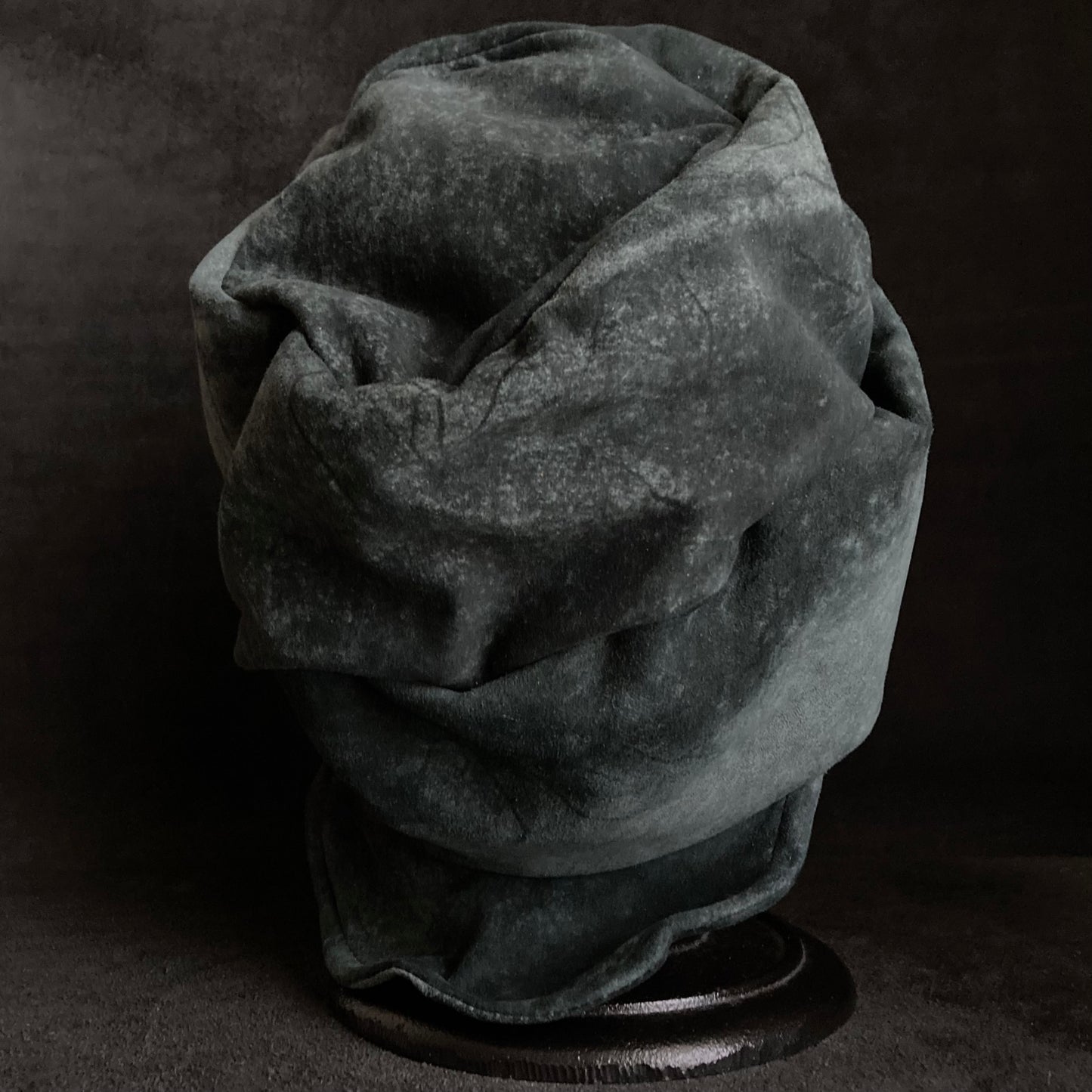 Gray lake leather turn cap
