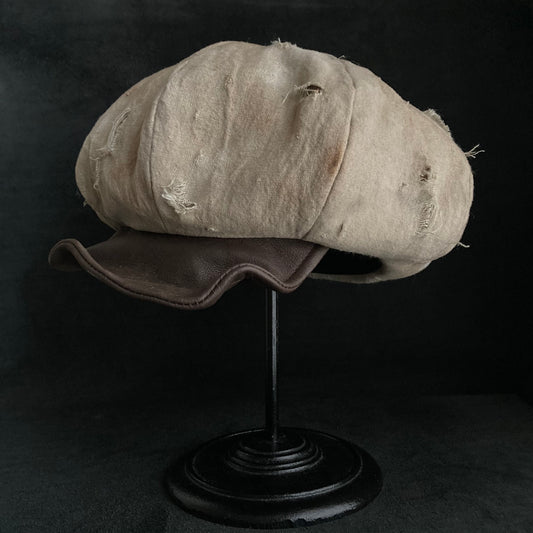 Big volume sand damage linen casquette