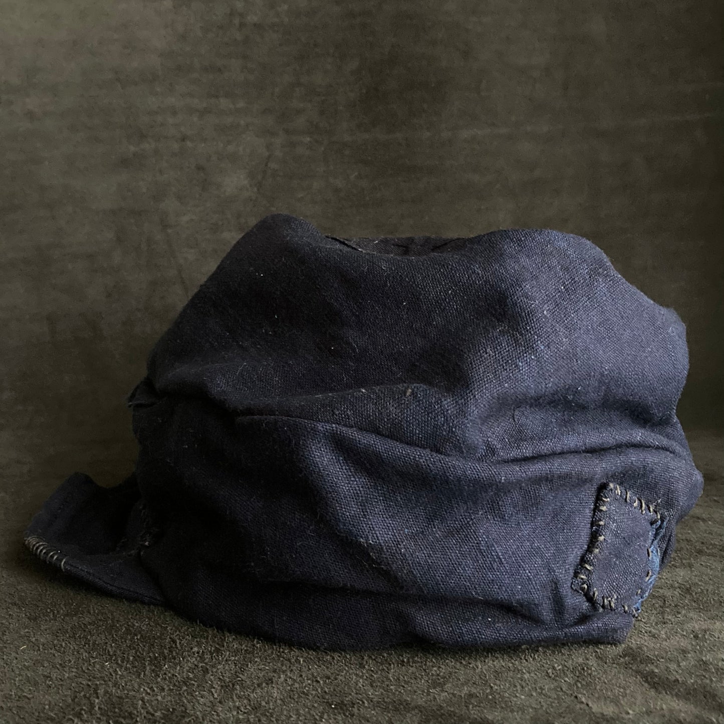 Indigo dye patchwork turn cap