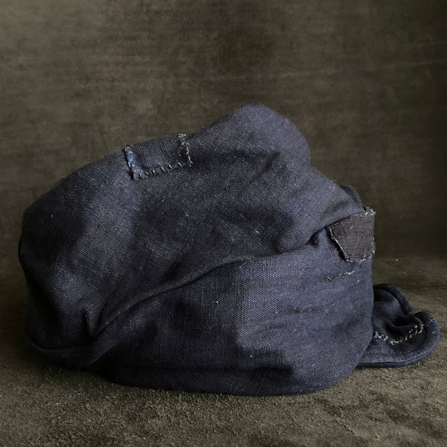 Indigo dye patchwork turn cap
