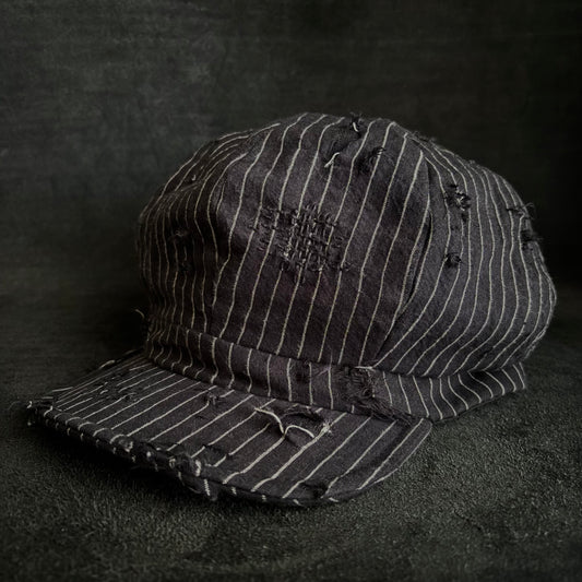 Yarn-dyed stripe damage casquette