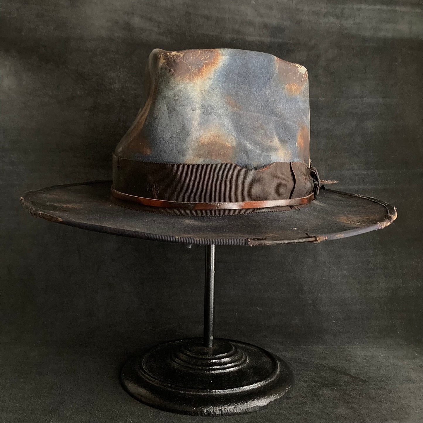 Hand-dyed blue fedora hat