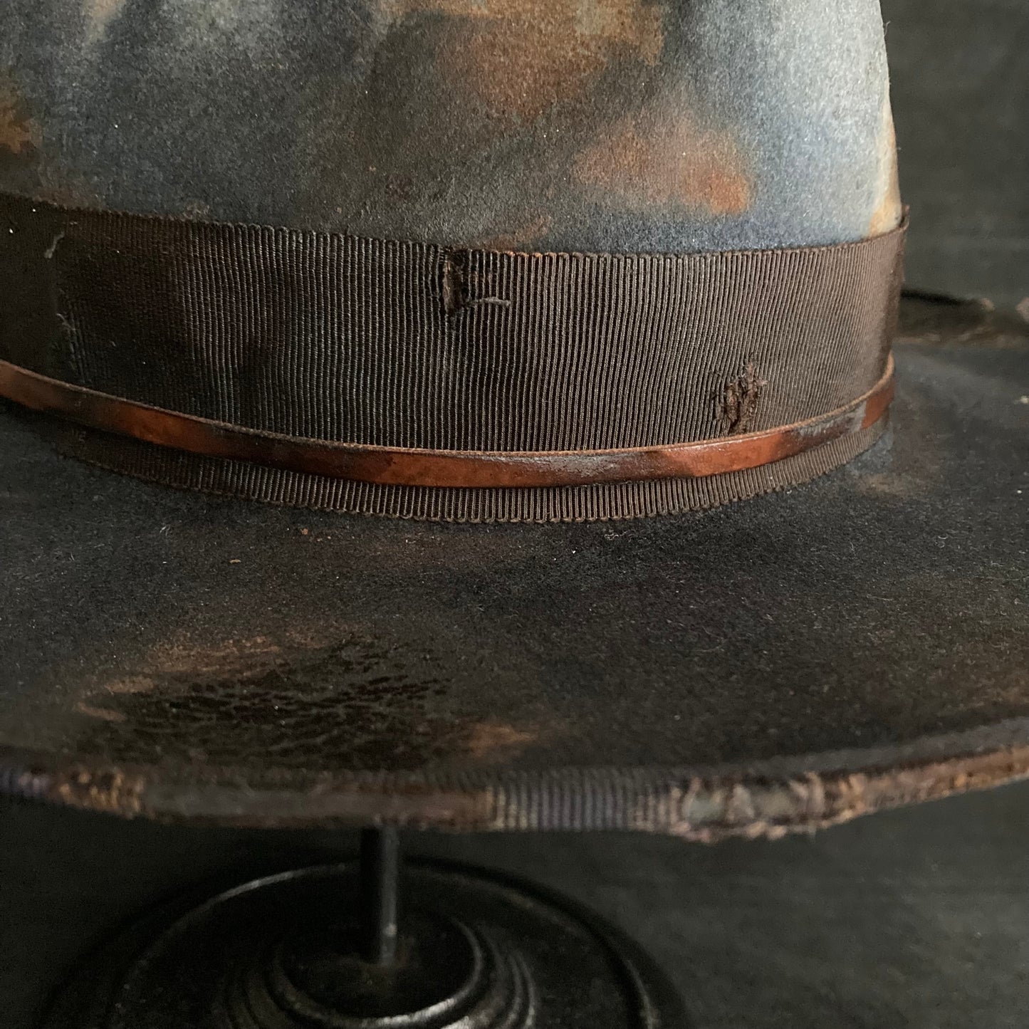 Hand-dyed blue fedora hat