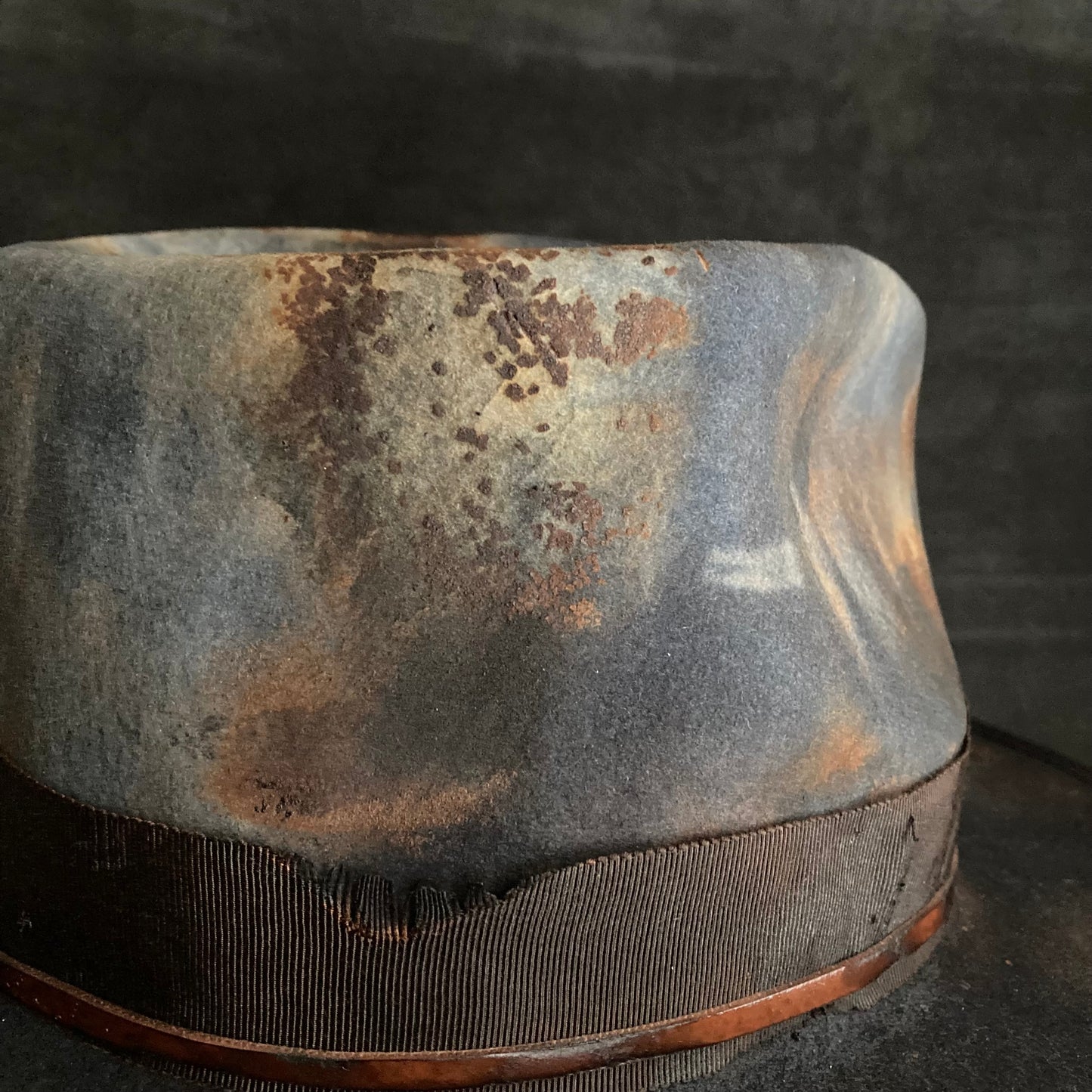 Hand-dyed blue fedora hat