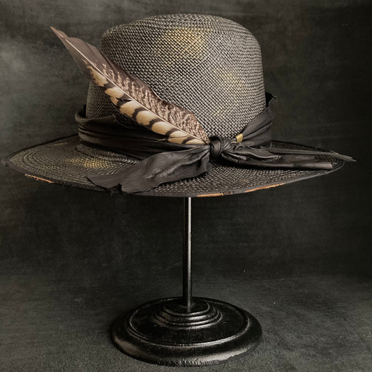 Pointed cool black panama hat
