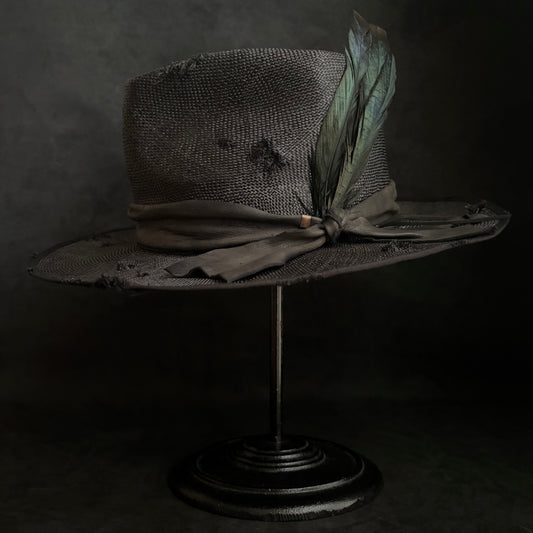 Double black sisol damage fedora hat