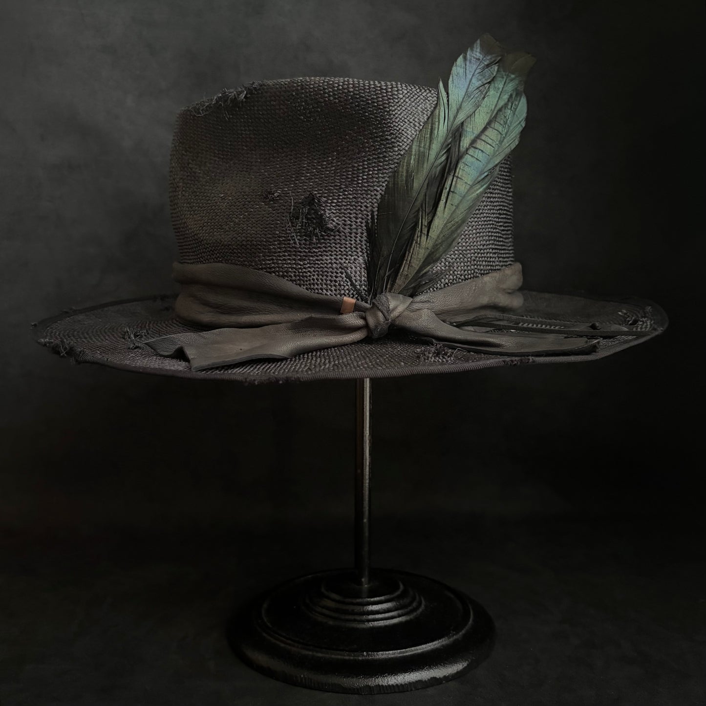 Double black sisol damage fedora hat