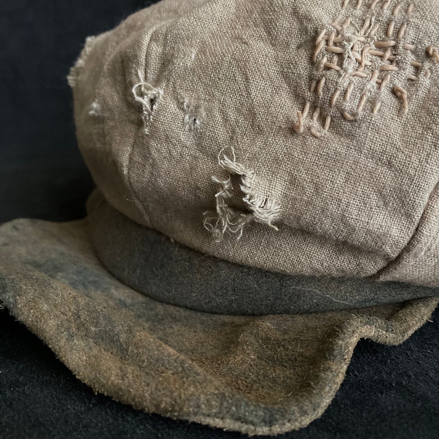 Damage natural ramie stitching casquette