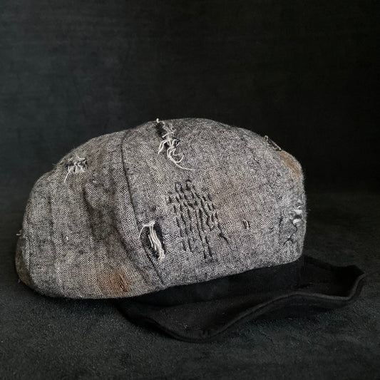 Chambray black mix damage casquette