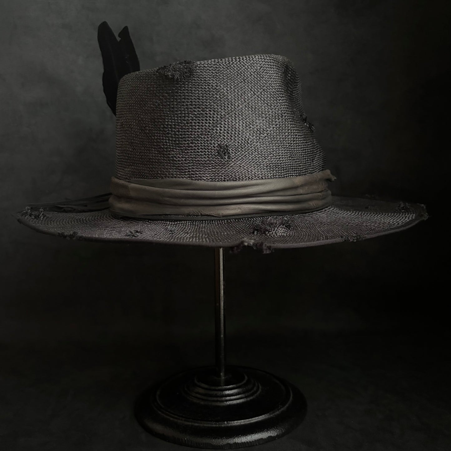 Double black sisol damage fedora hat