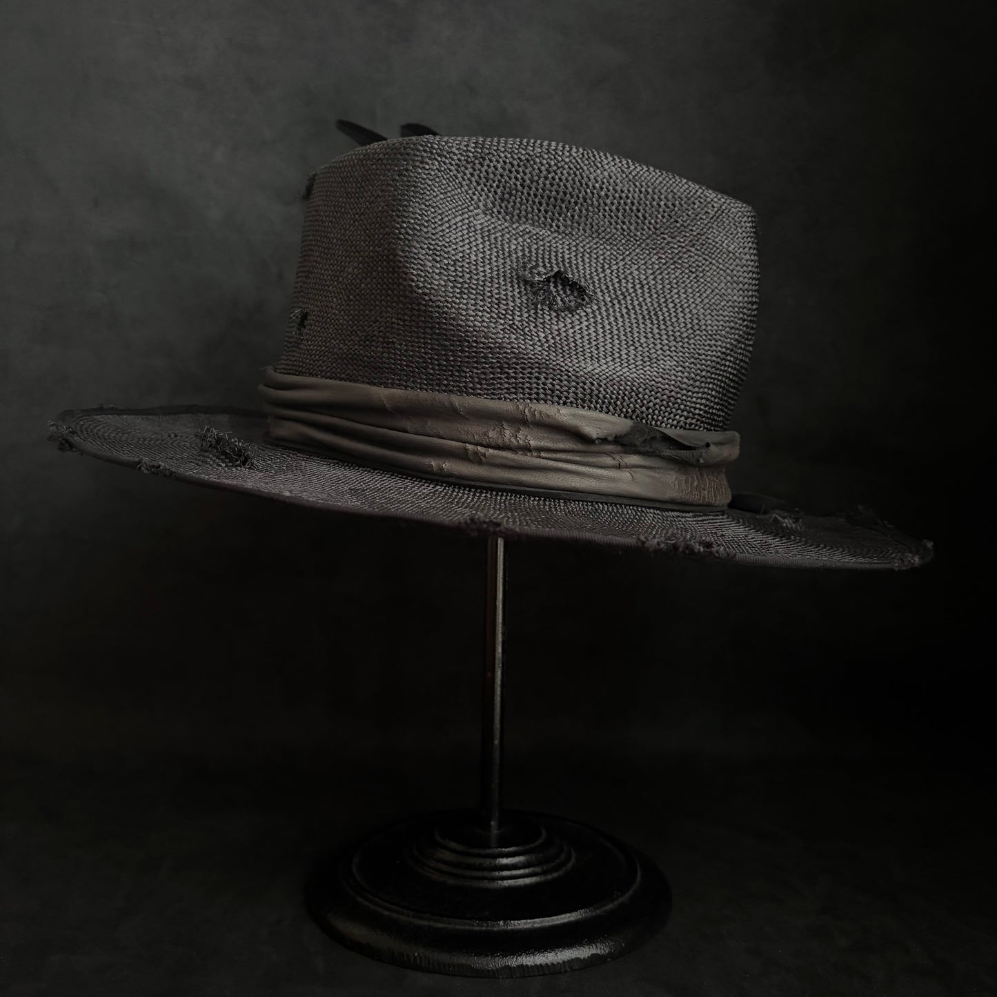 Double black sisol damage fedora hat