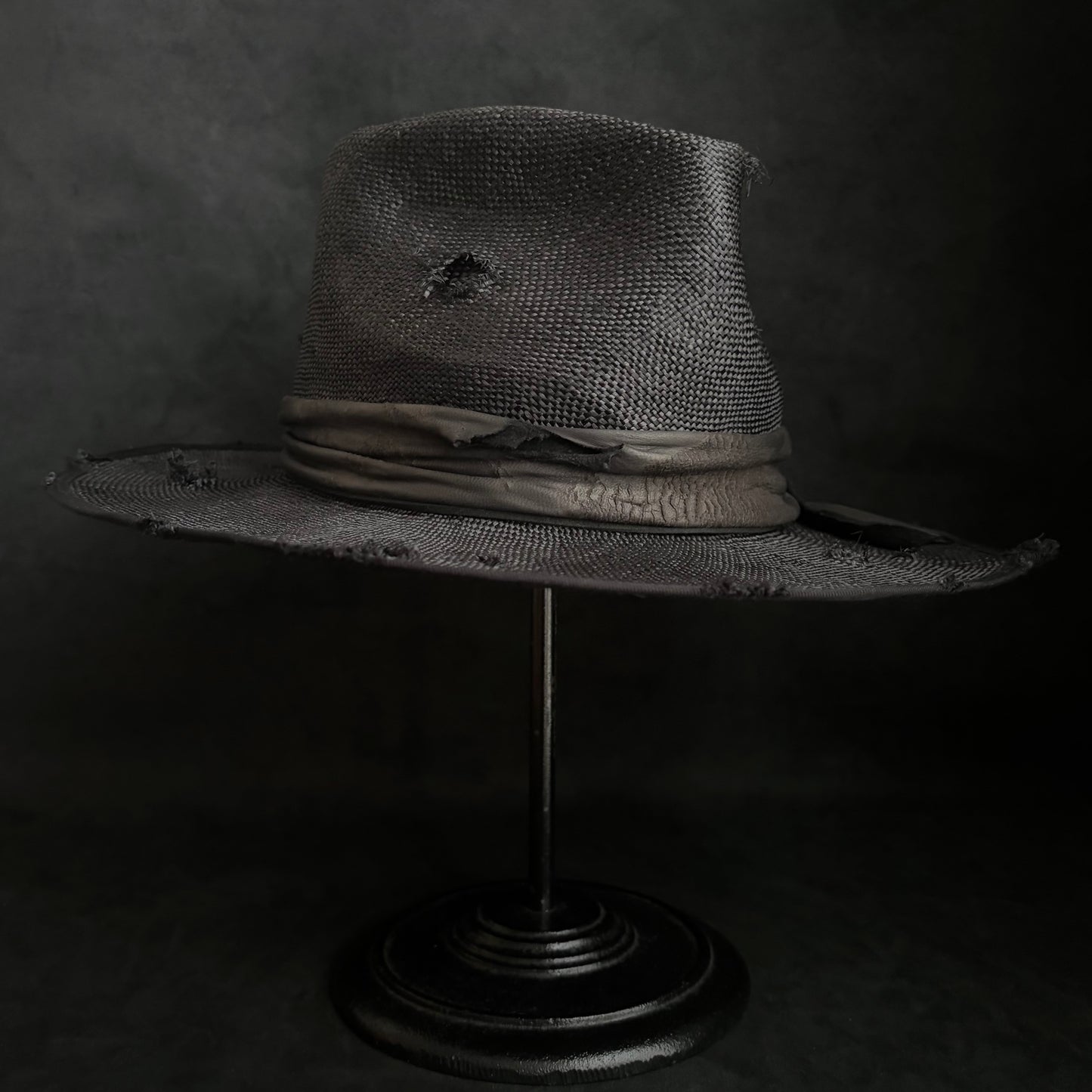 Double black sisol damage fedora hat