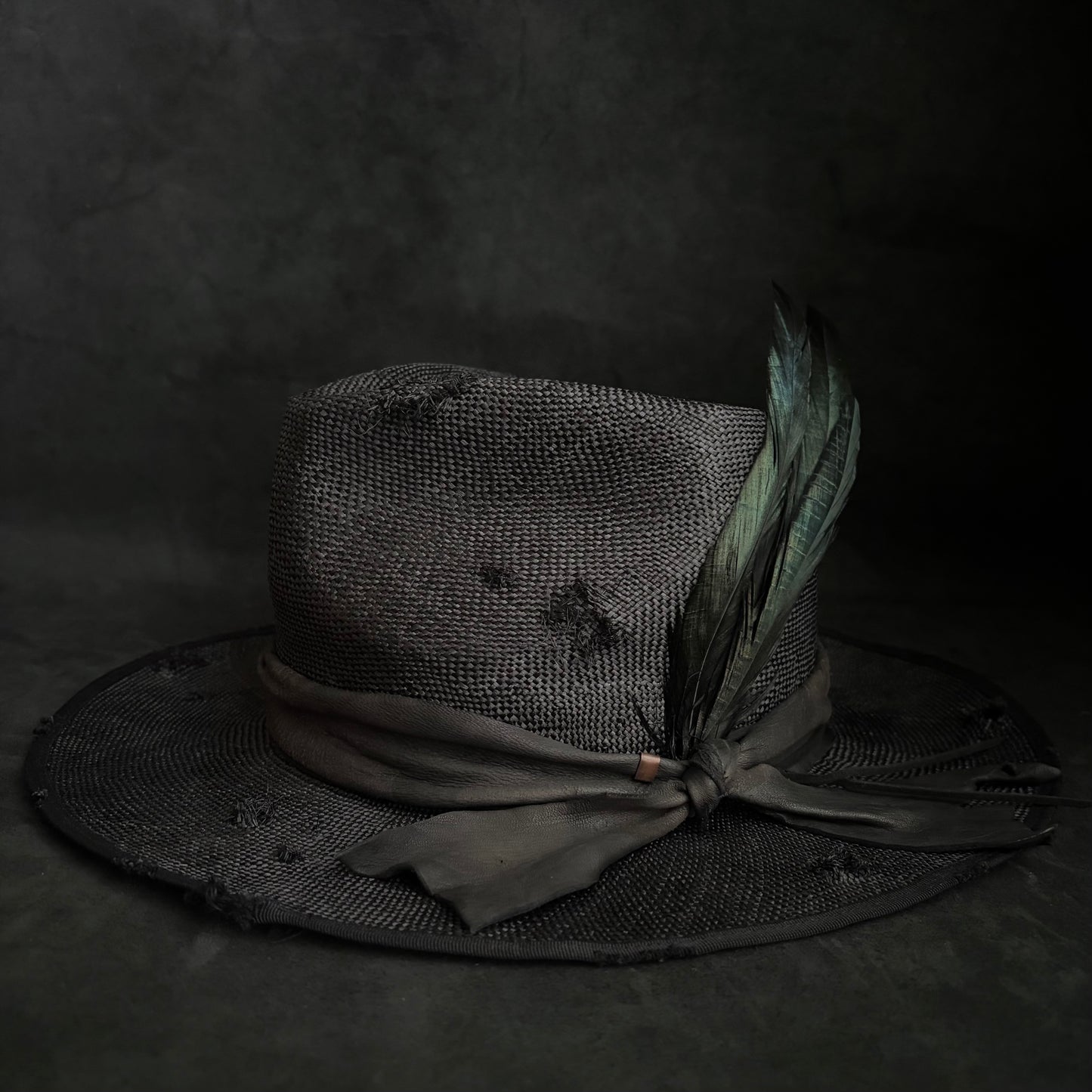 Double black sisol damage fedora hat