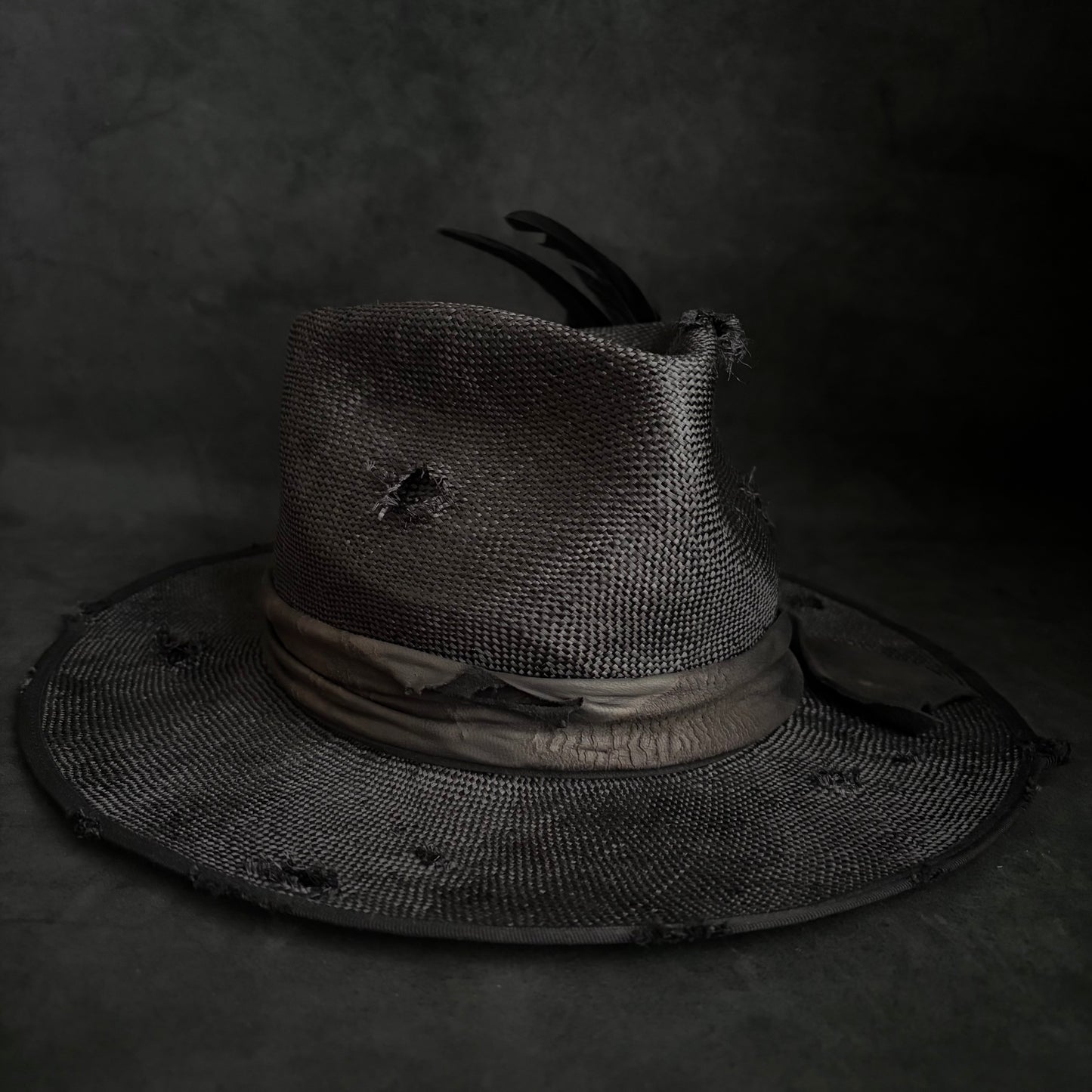 Double black sisol damage fedora hat