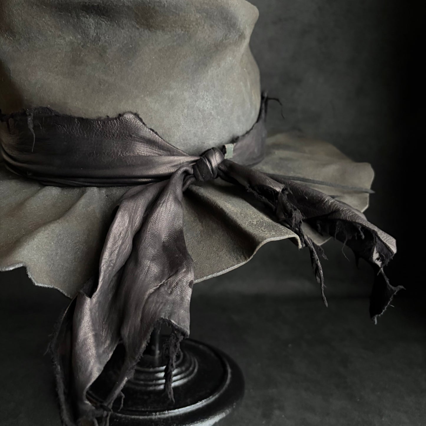 Charcoal fade leather fedora hat
