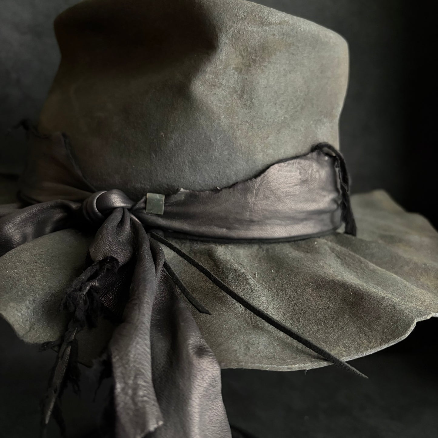 Charcoal fade leather fedora hat