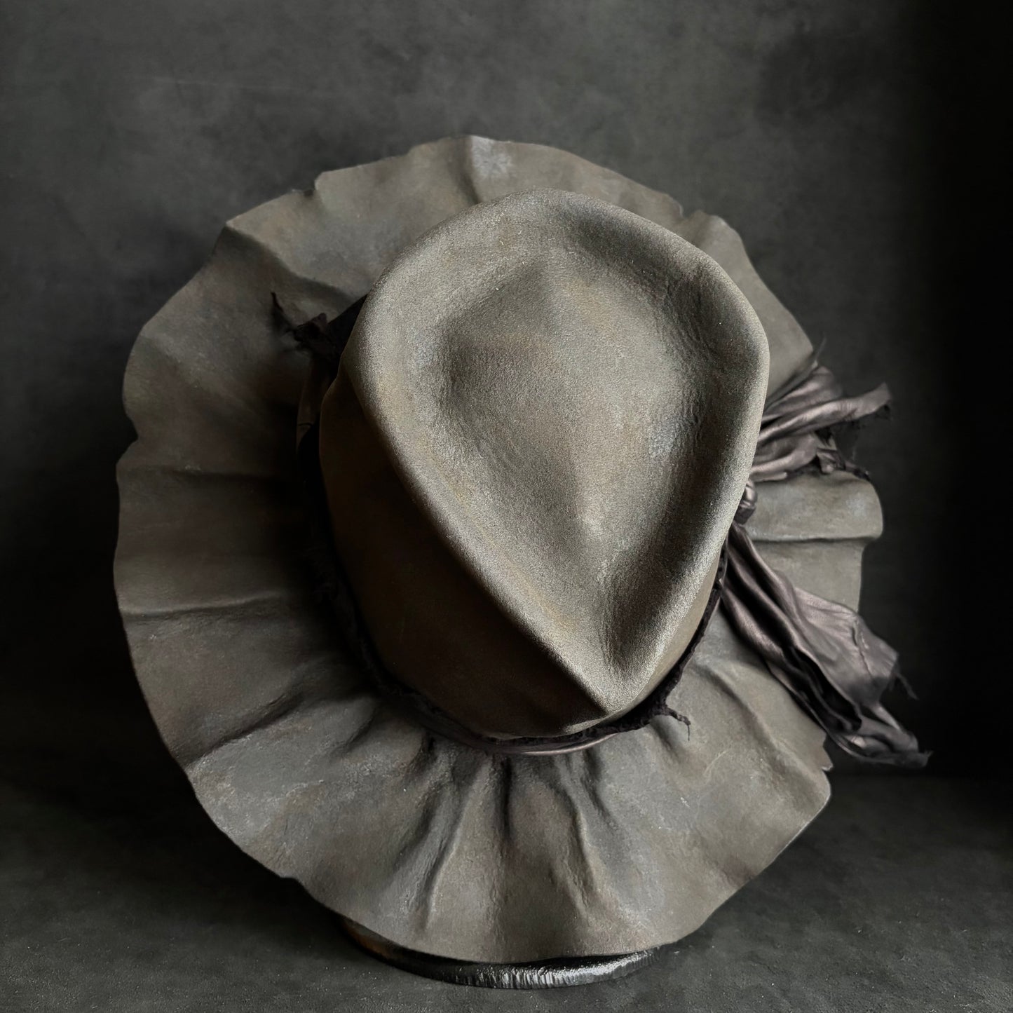 Charcoal fade leather fedora hat